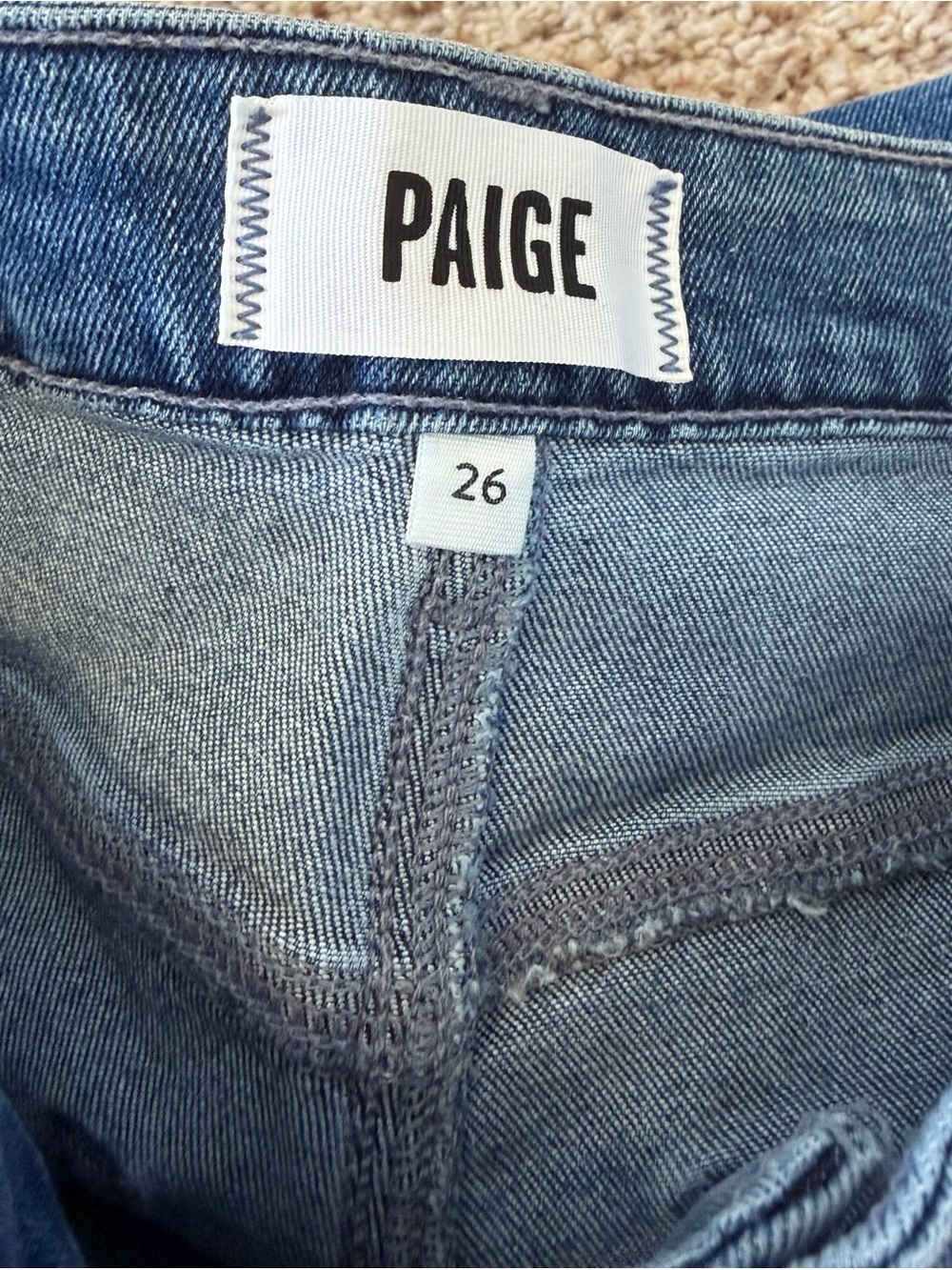 PAIGE Sarah Straight Leg Stretch Denim Jeans, Classic Blue, Size 26 - Picture 12 of 13